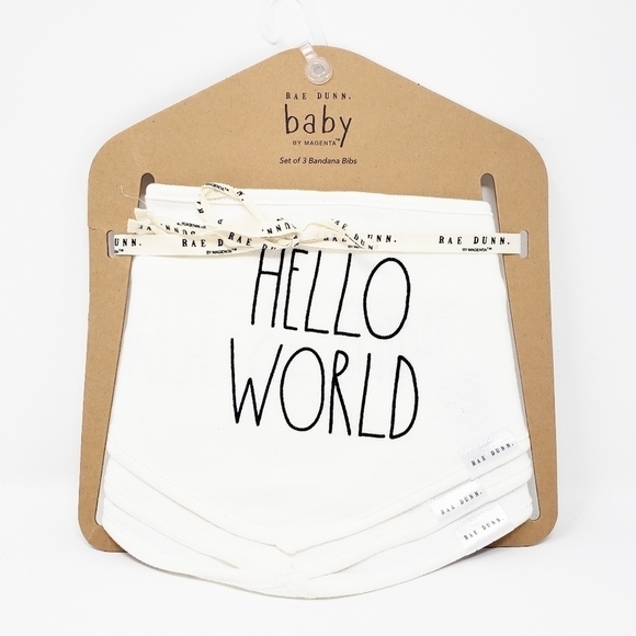 RAE DUNN Hello World bib set bandana style - Picture 1 of 5